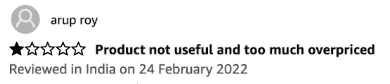 1 star — Product not useful and too much overpriced