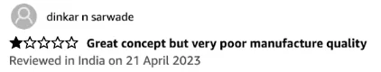 1 star — Great concept but very poor manufacture quality