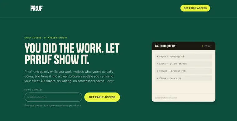Prruf website